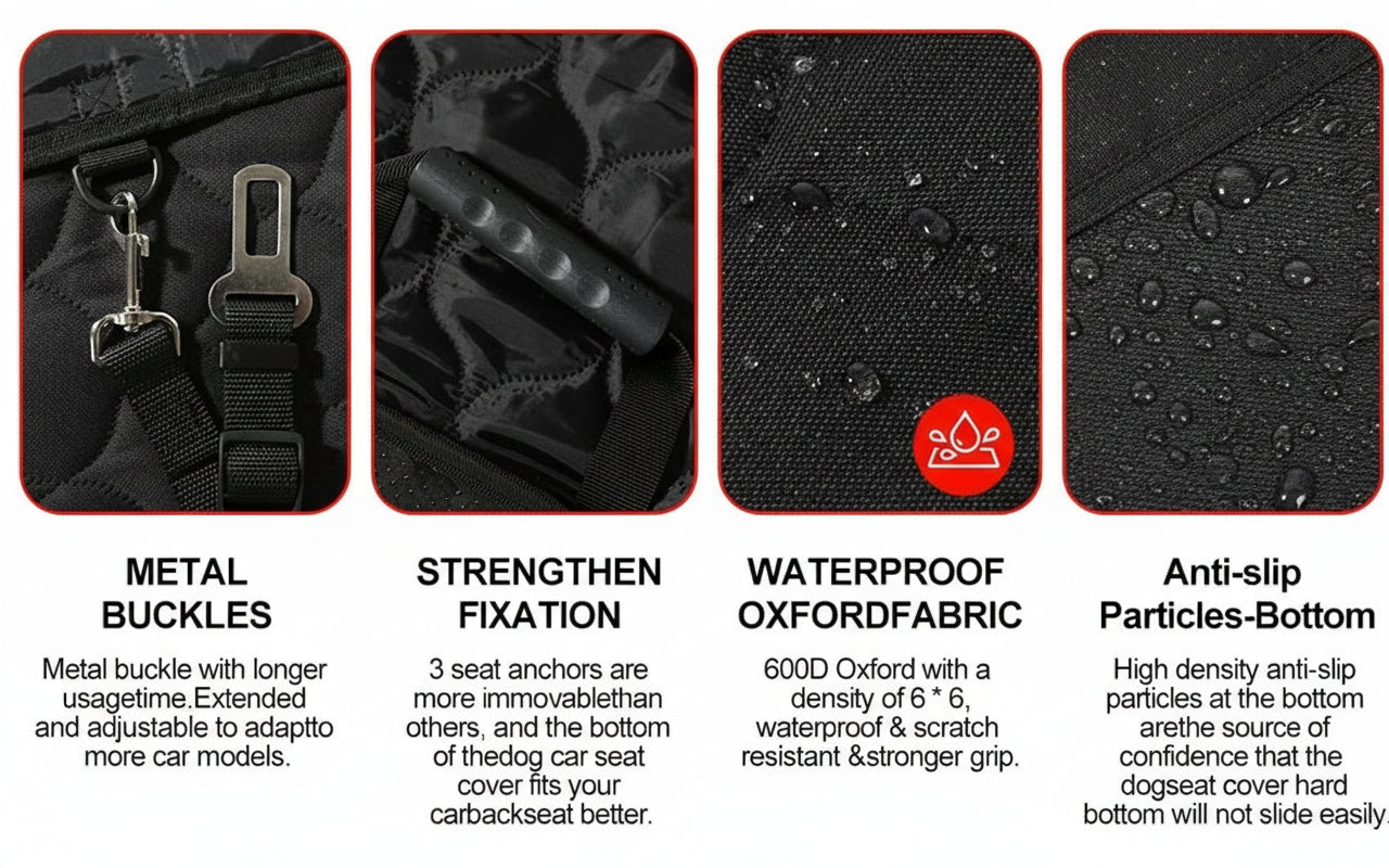 Waterproof Dog Car Seat Hammock – Non-Slip, Machine Washable, Fits All Cars