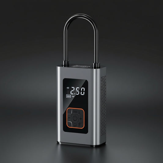Portable digital tire inflator with LED display and power bank

