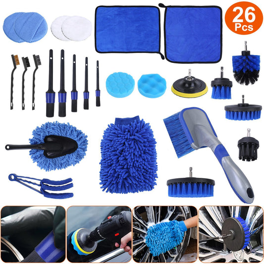 26-piece drill brush car detailing kit – full set